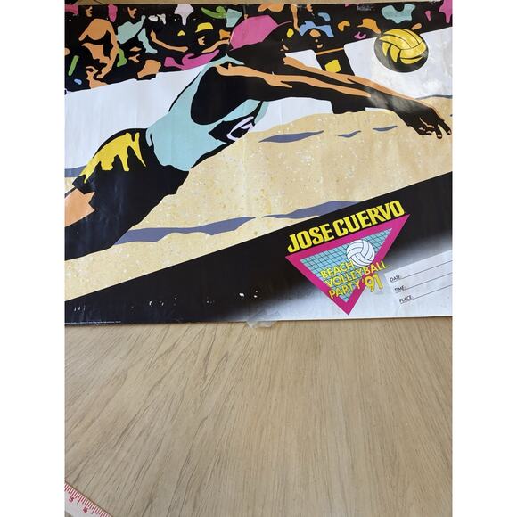 VTG 90s Poster Beach Volleyball Party 1991 Jose Cuervo Retro Bar Man Cave 24x35 - Picture 3 of 10